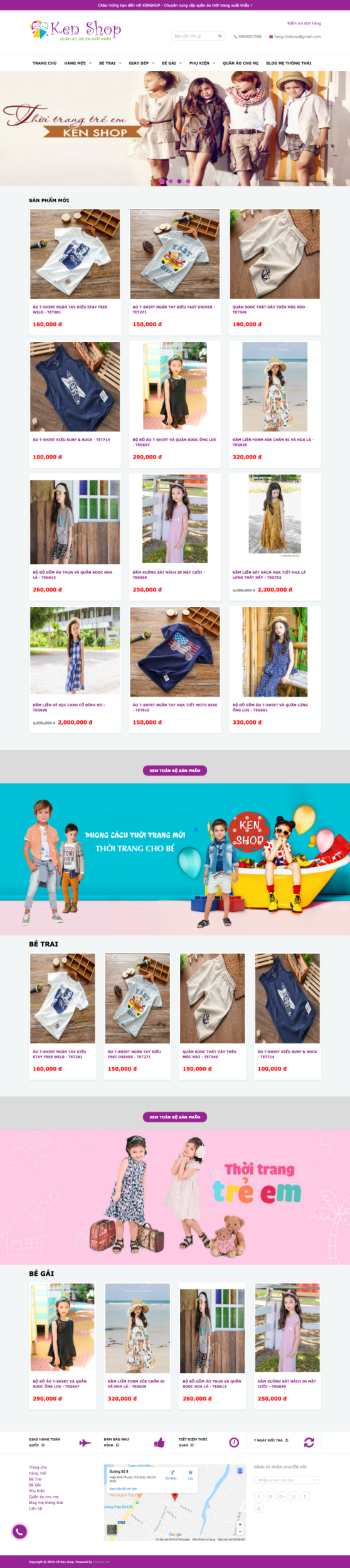 Thiết kế website thời trang trẻ em