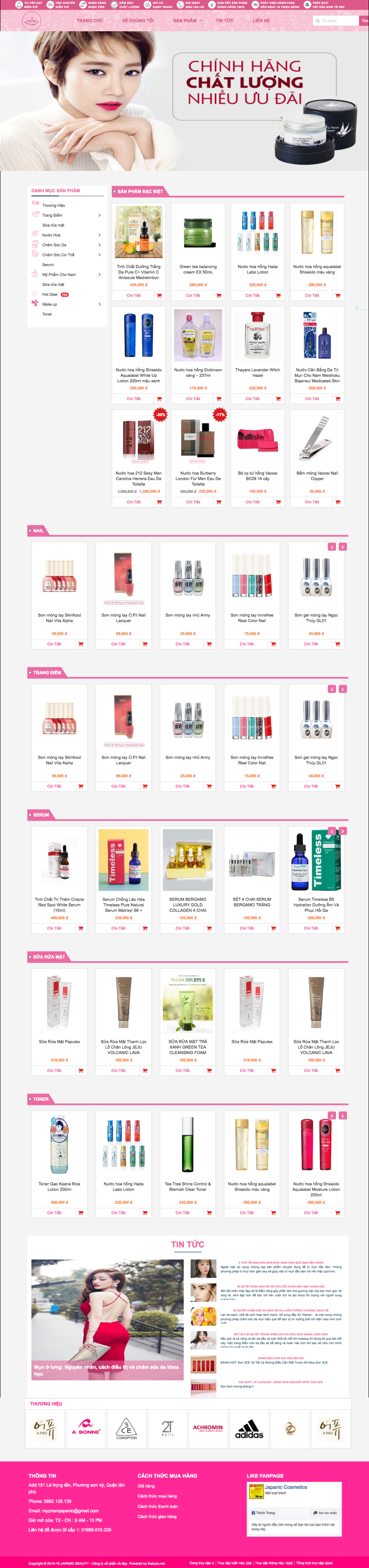 Thiết kế website bán mỹ phẩm